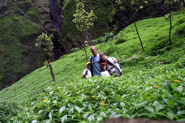 Attempts at a family portrait - where there are no flat rocks.